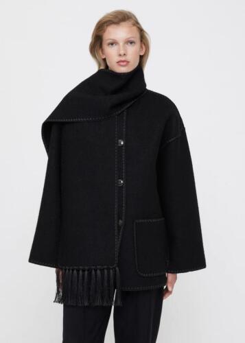 Womens Tassel Scarf Collar Wool Coat