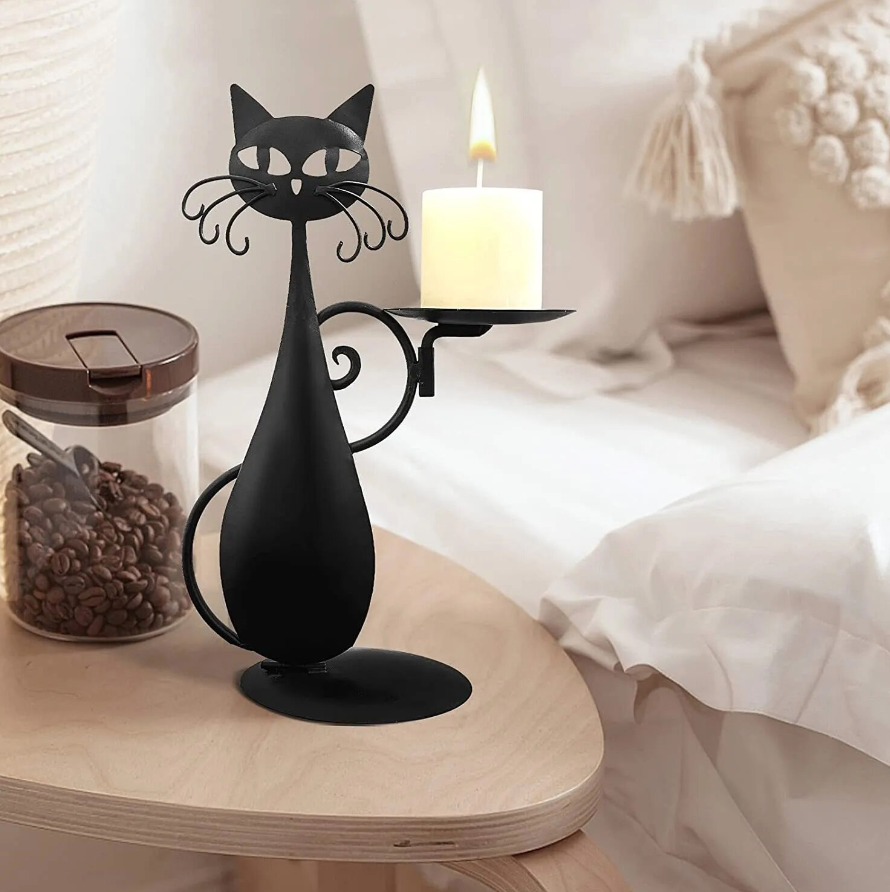 Black Cat Candle Holder