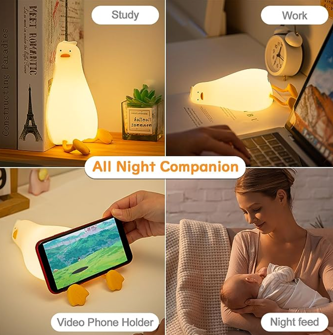 Lying Flat Duck Silicone Lamp