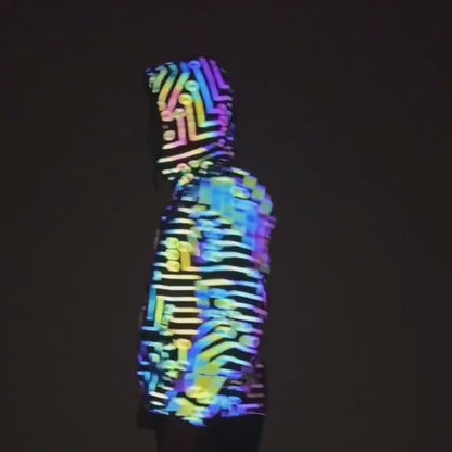 Circuit Geometric Rainbow Reflective Jacket