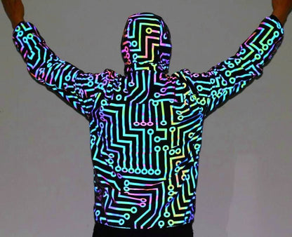 Circuit Geometric Rainbow Reflective Jacket