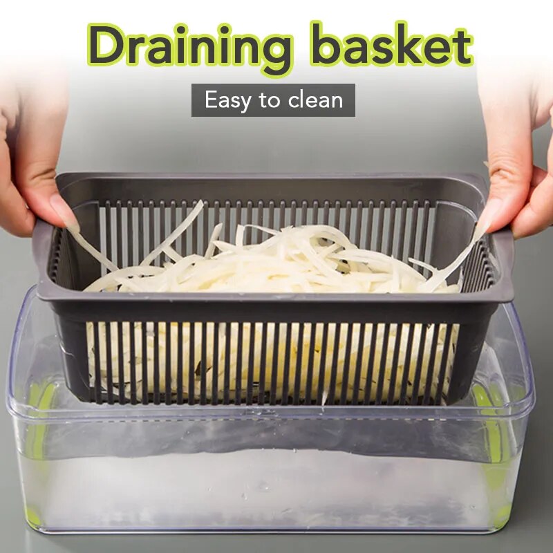 Vegetable Chopper with easy to clean draining basket